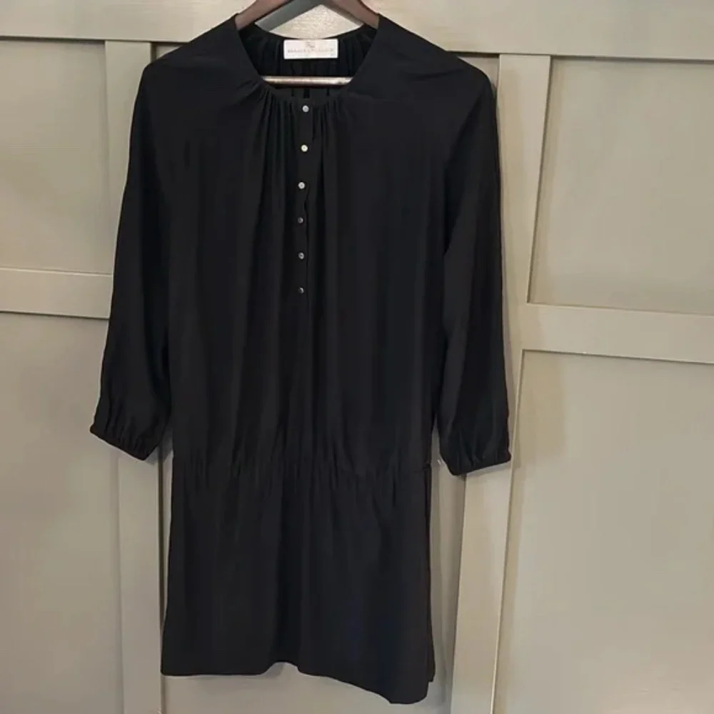 Amanda Uprichard Black Silk Drop Waist Long Sleeve Dress Size Small